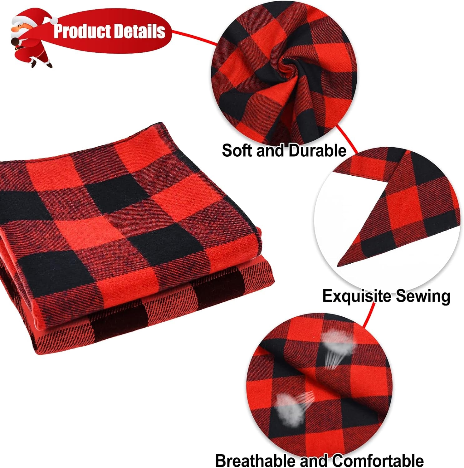 2 Pack Dog Bandanas Christmas Classic Buffalo Red Plaid Pet Scarf Triangle Bibs Kerchief Pet Costume Outfit Accessories for Small Large and Large Dogs Pets (Red + Red Plaid, Small)