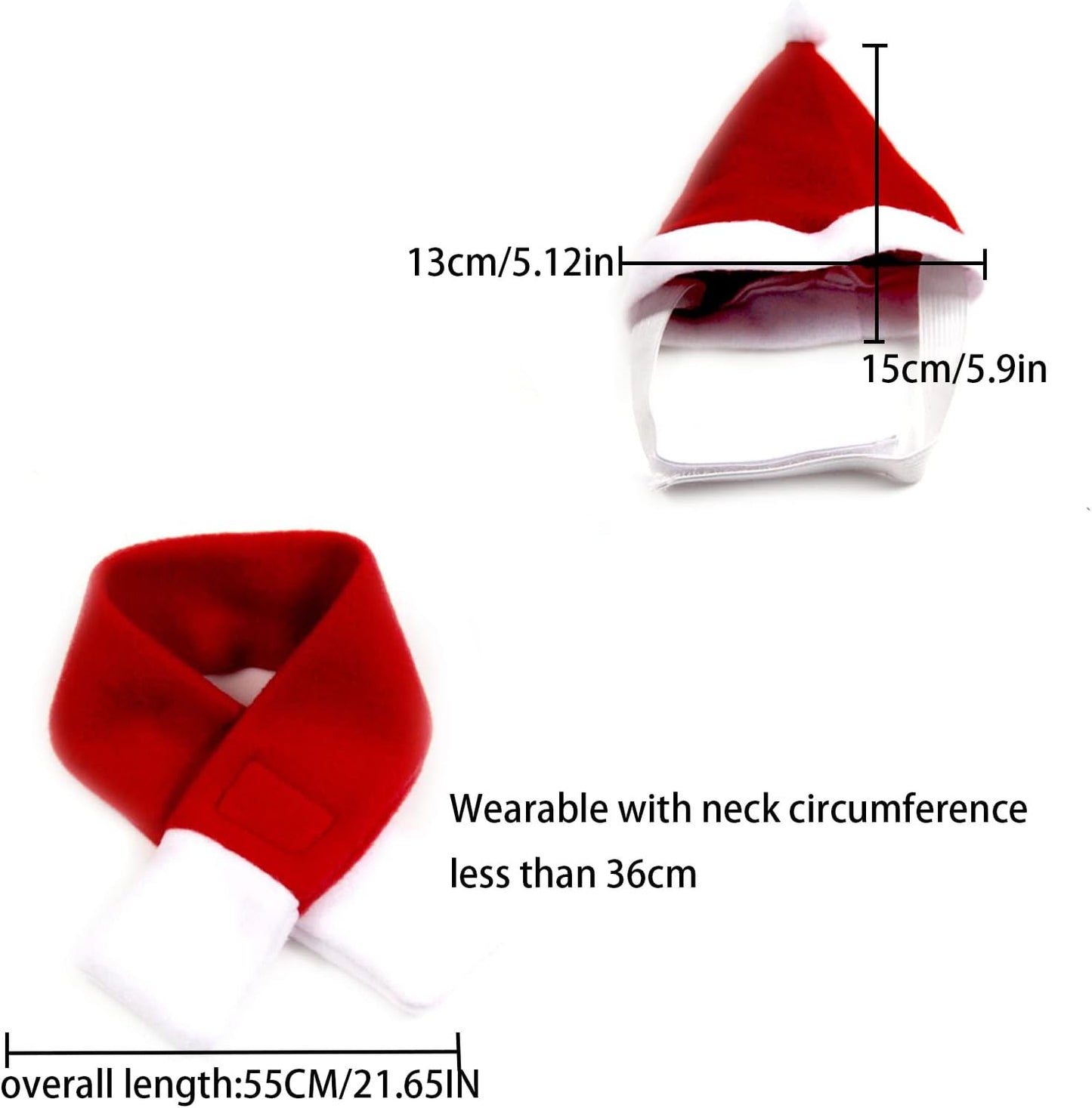 2PCS Christmas Pet Costume Set Include Santa Hat and Christmas Scarf for Christmas Party Ball Pet Accessory (L)