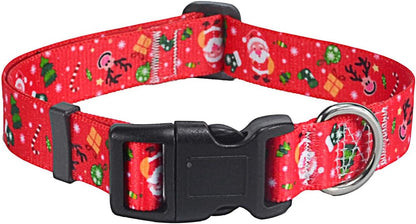 Christmas Dog Collar - Premium Adjustable Dog Collar for Small Medium Large Dogs (Christmas, S)