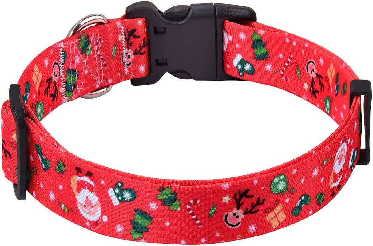 Christmas Dog Collar - Premium Adjustable Dog Collar for Small Medium Large Dogs (Christmas, S)