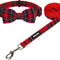 Christmas Buffalo Dog Collar and Leash Set, Classic Plaid Collar with Removable Bowtie and Matching Leash for Large Dogs