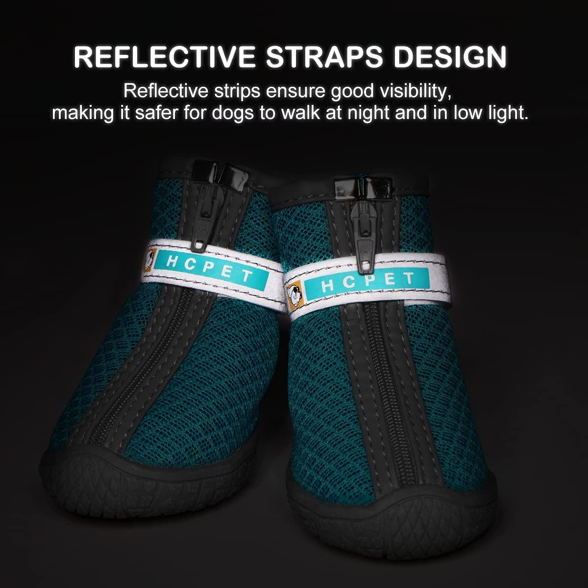 Dog Booties Paw Protector Dog Hiking Boots Breathable Dog Boots with Anti-Slip Rugged Sole for Small Medium Dogs, Blue, Size 4 (Pack of 4) (CMUS0-004-4)