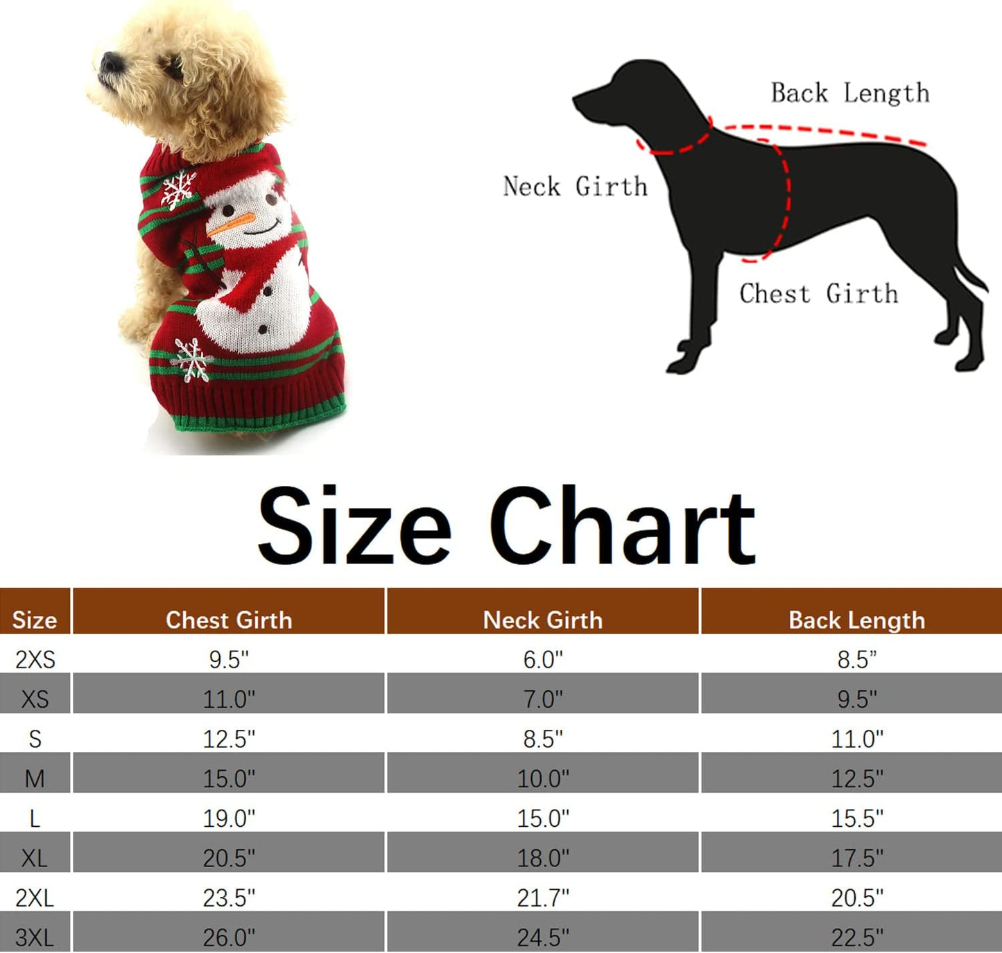 Dog Snow Sweaters Snowman Sweaters Xmas Dog Holiday Sweaters New Year Christmas Sweater Pet Clothes for Small Dog and Cat(Snowman,Xxl)