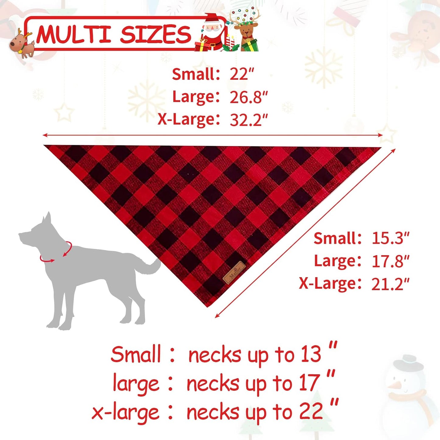 2 Pack Dog Bandanas Christmas Classic Buffalo Red Plaid Pet Scarf Triangle Bibs Kerchief Pet Costume Outfit Accessories for Small Large and Large Dogs Pets (Red + Red Plaid, Small)